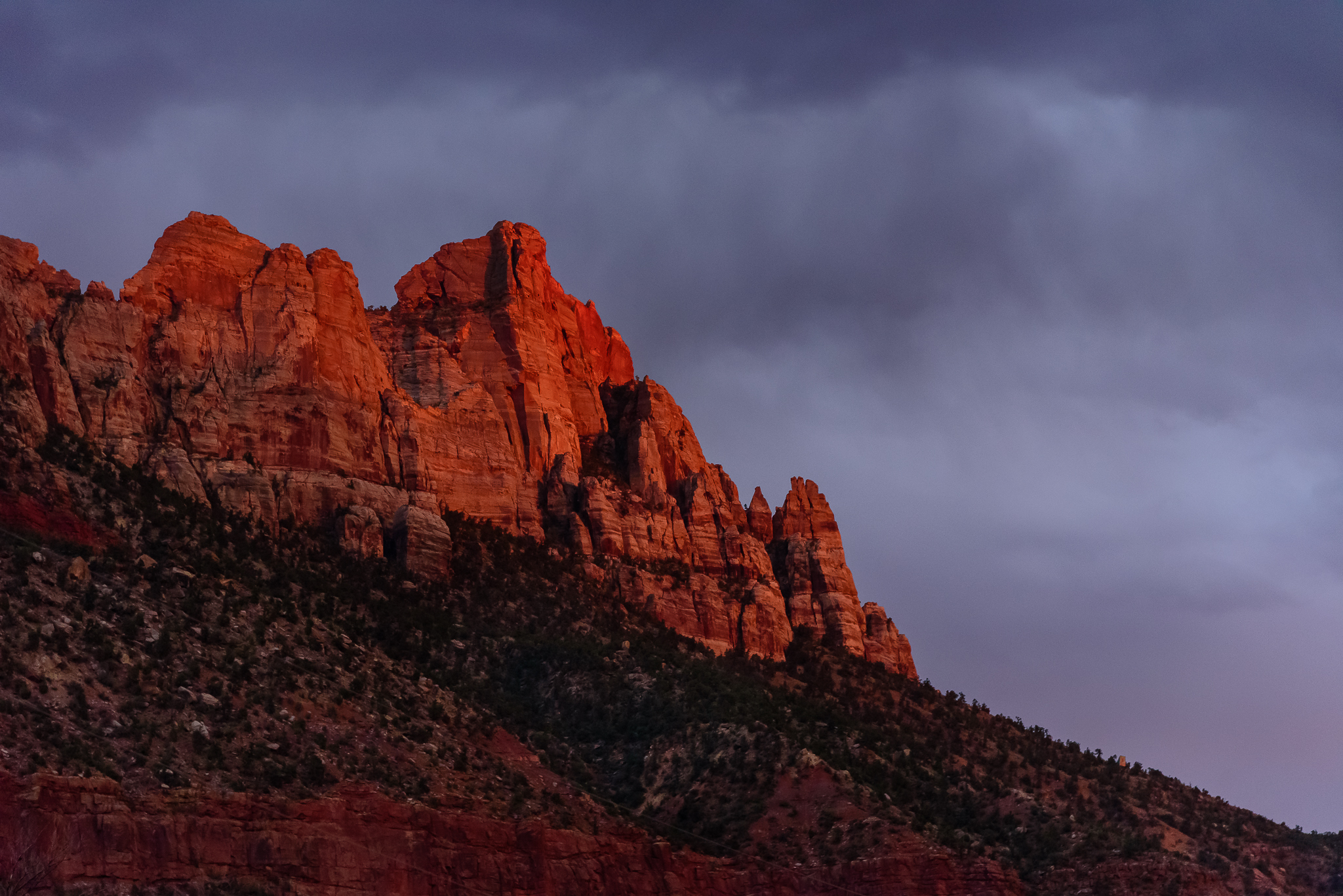 High desert alpen-glow is a real treat. Zion National Park, UT.
