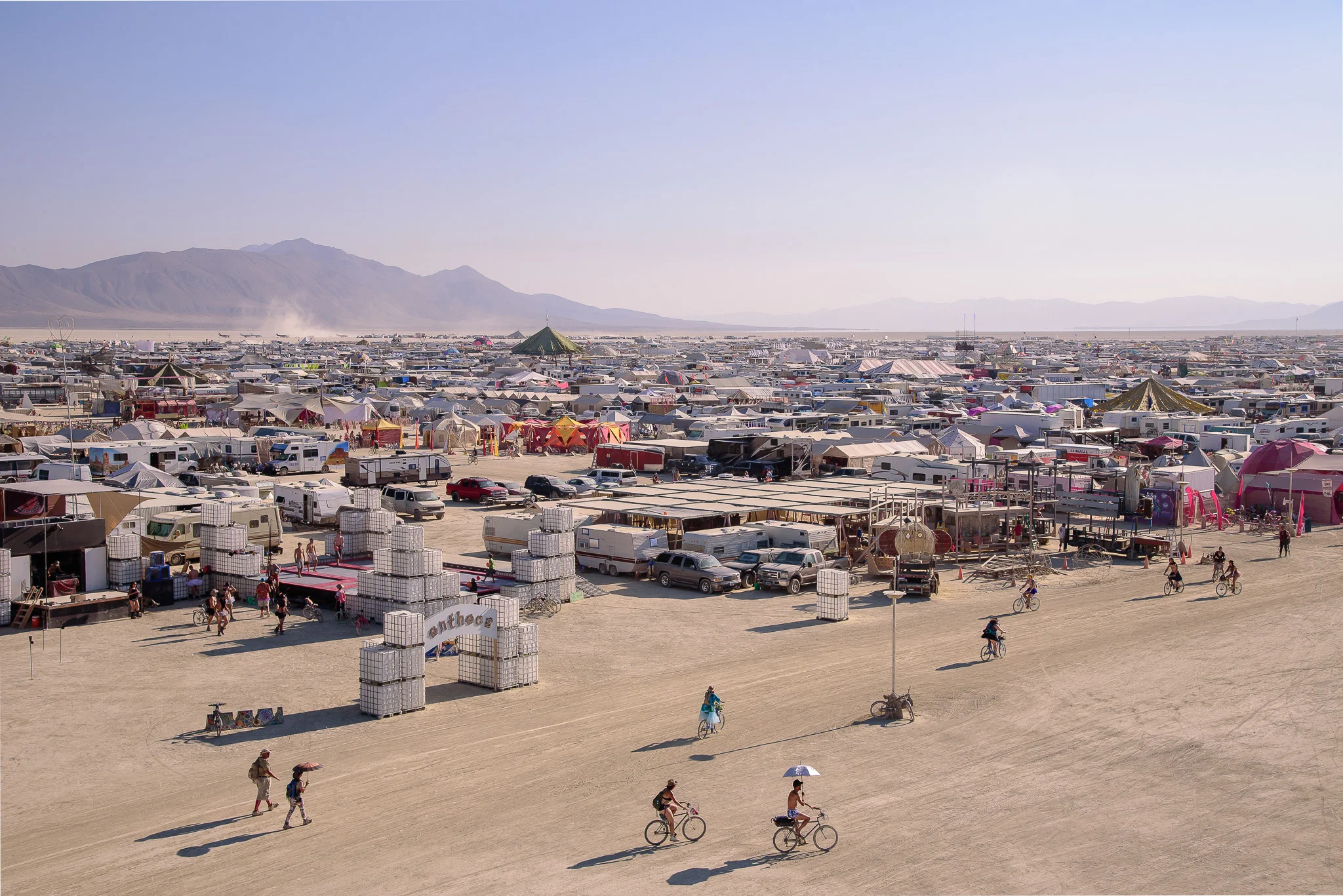 View from atop The Lodestar sculpture. 35-40ft above the playa really shows a whole new world. Black Rock City, NV.