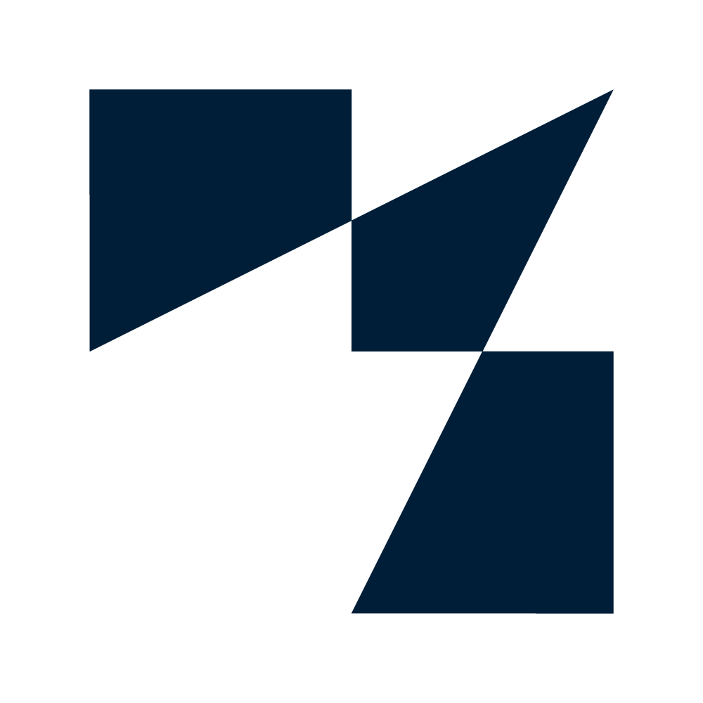 Abstract geometric design with dark blue and white triangles and squares.