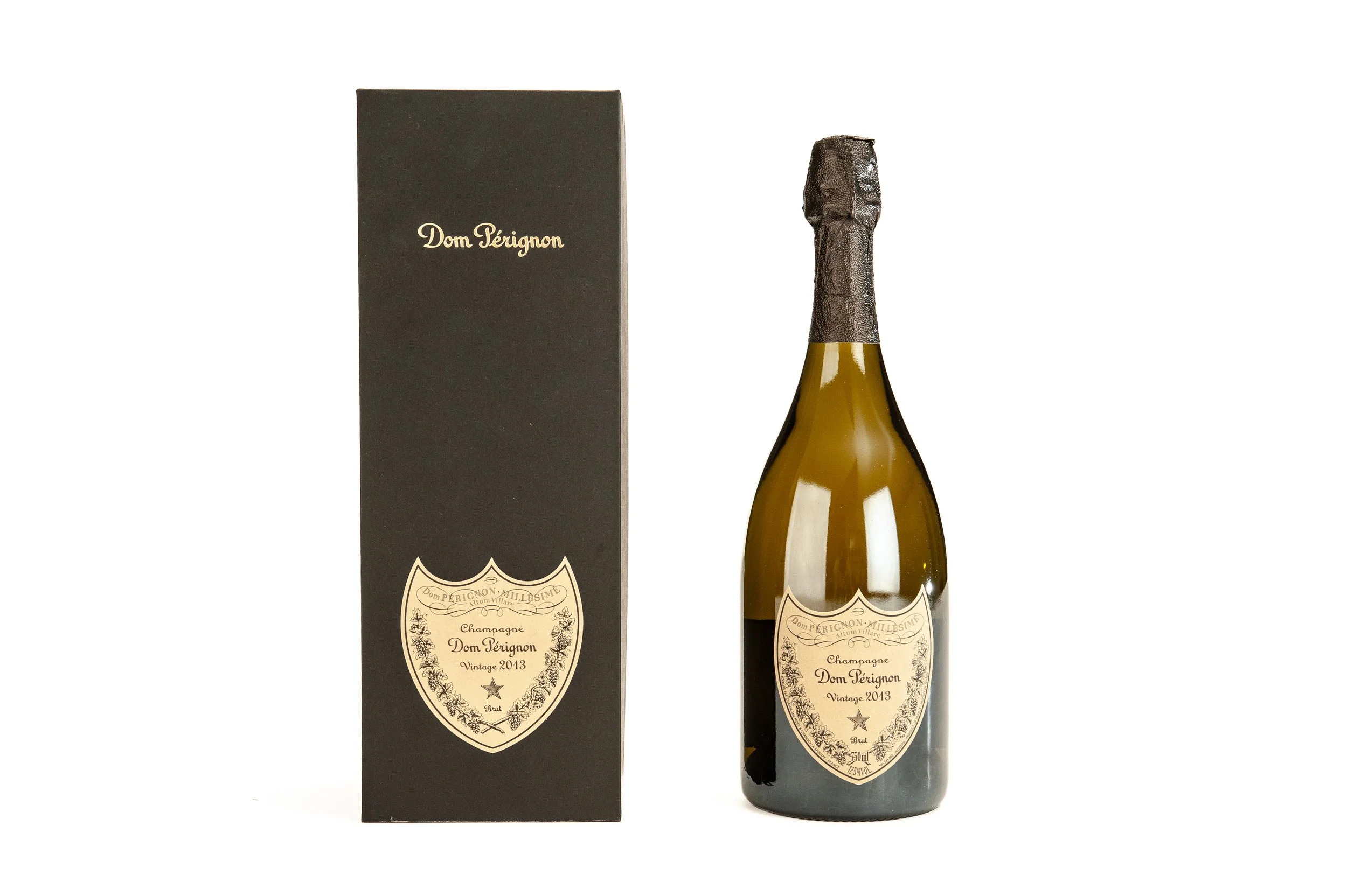 Professional product photography of a bottle of dom perignon
