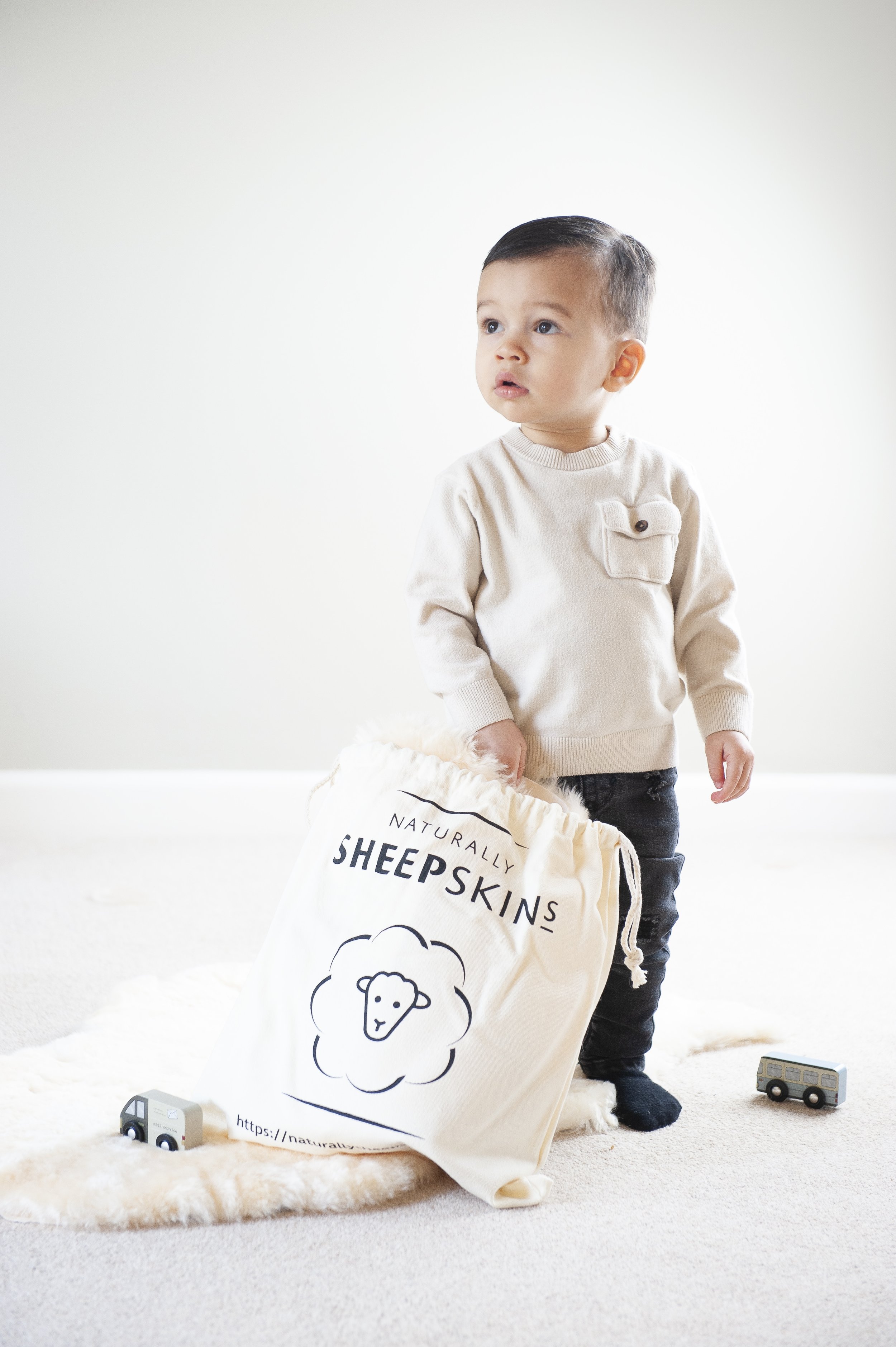 Product photography shoot for Naturally Sheepskin UK showing textured fleece items