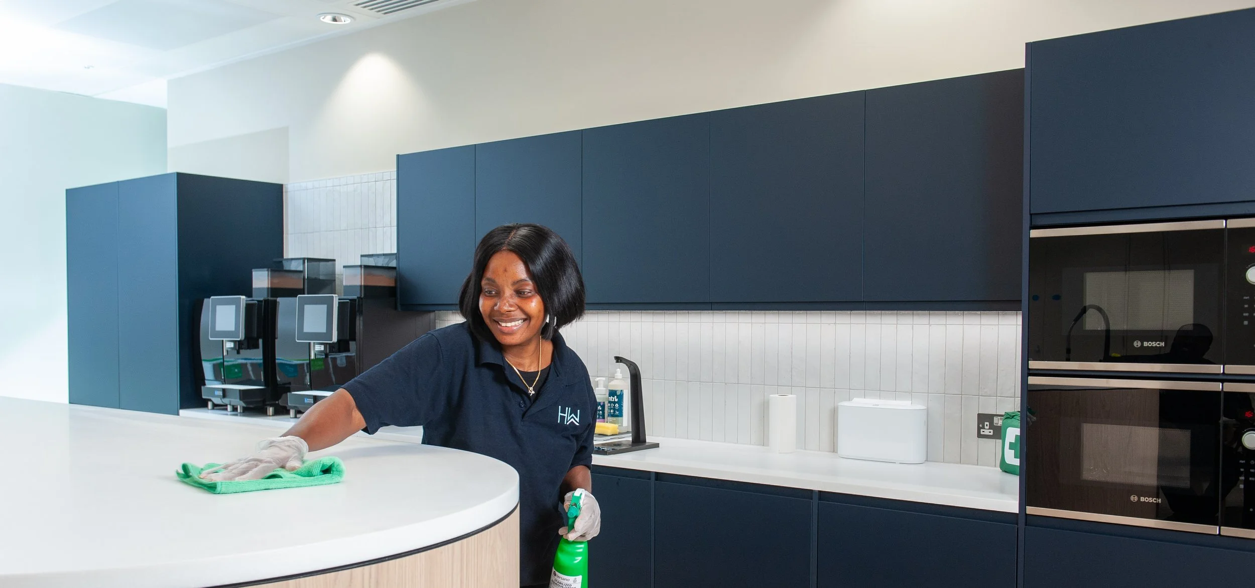Portrait of an HW Facilities team member showcasing the high standards of their London cleaning operations