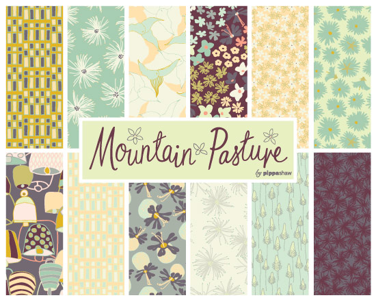 Mountain Pasture collection, a sister collection of Altitude of mainly floral patterns inspired by the wildflower meadows of the Alps