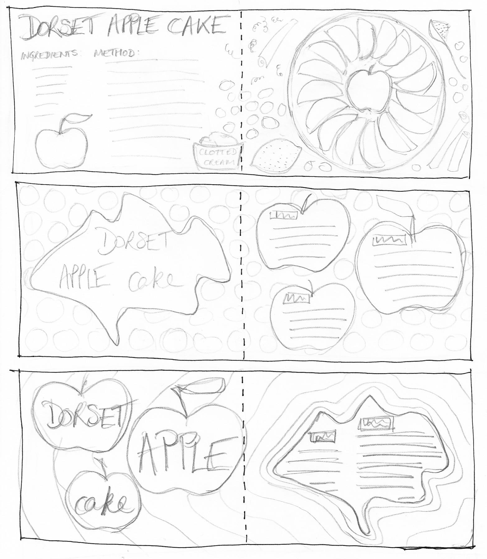 3 layout options in book format (the hatched lines are a guide for where the guttering would be in a bound book - it is important that no vital information is located in this area