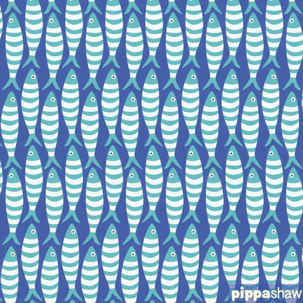 Stripy sardines in turquoise 
