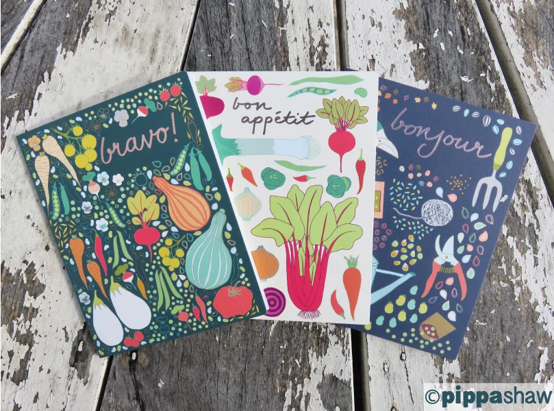 Garden collection greetings cards for Big Wheel Press