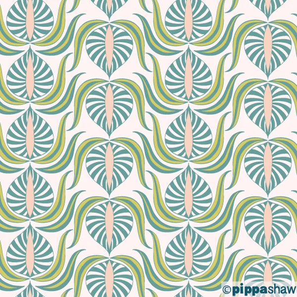 retro-stripey-tropical-leaf by Pippa Shaw