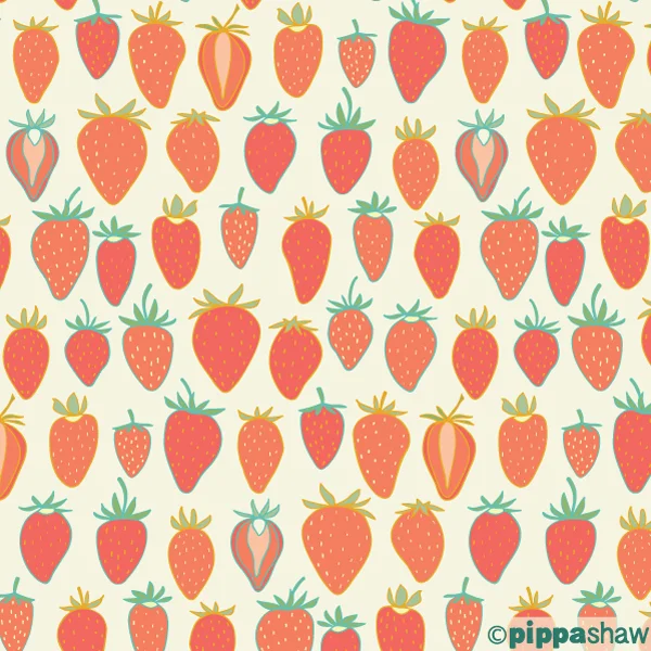 Strawberries in a row by Pippa Shaw
