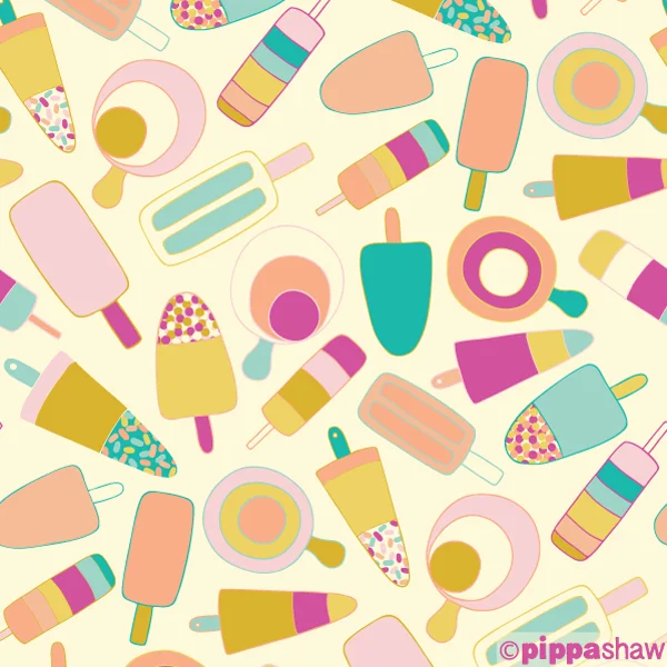 ice lollies and popsicles repeat pattern by Pippa Shaw