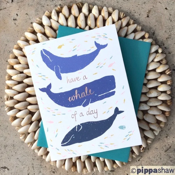 Whales card design for Big Wheel Press