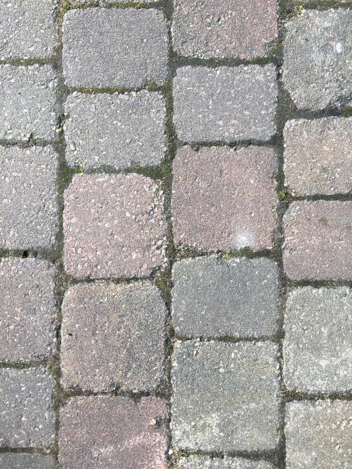 Tried looking block paving, dirty blocks and full of moss 