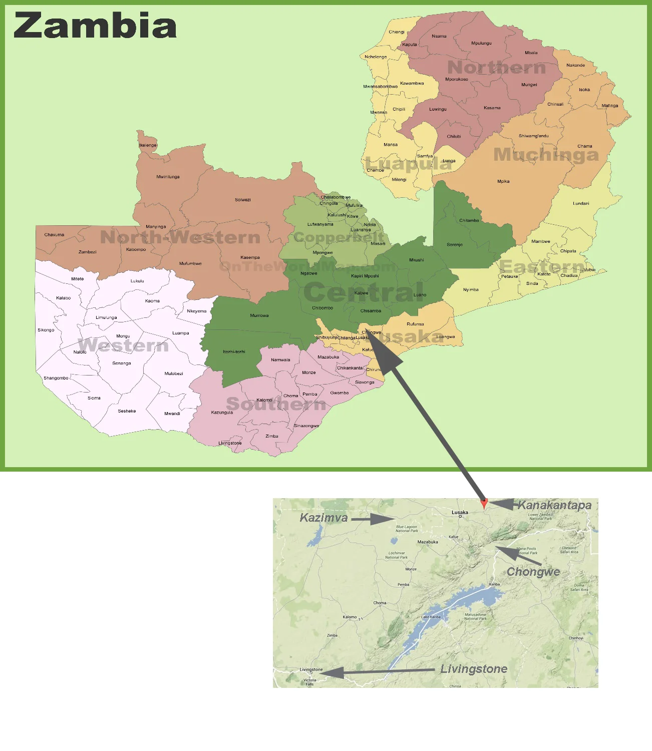 Lusaka Province showing Chongwe distict