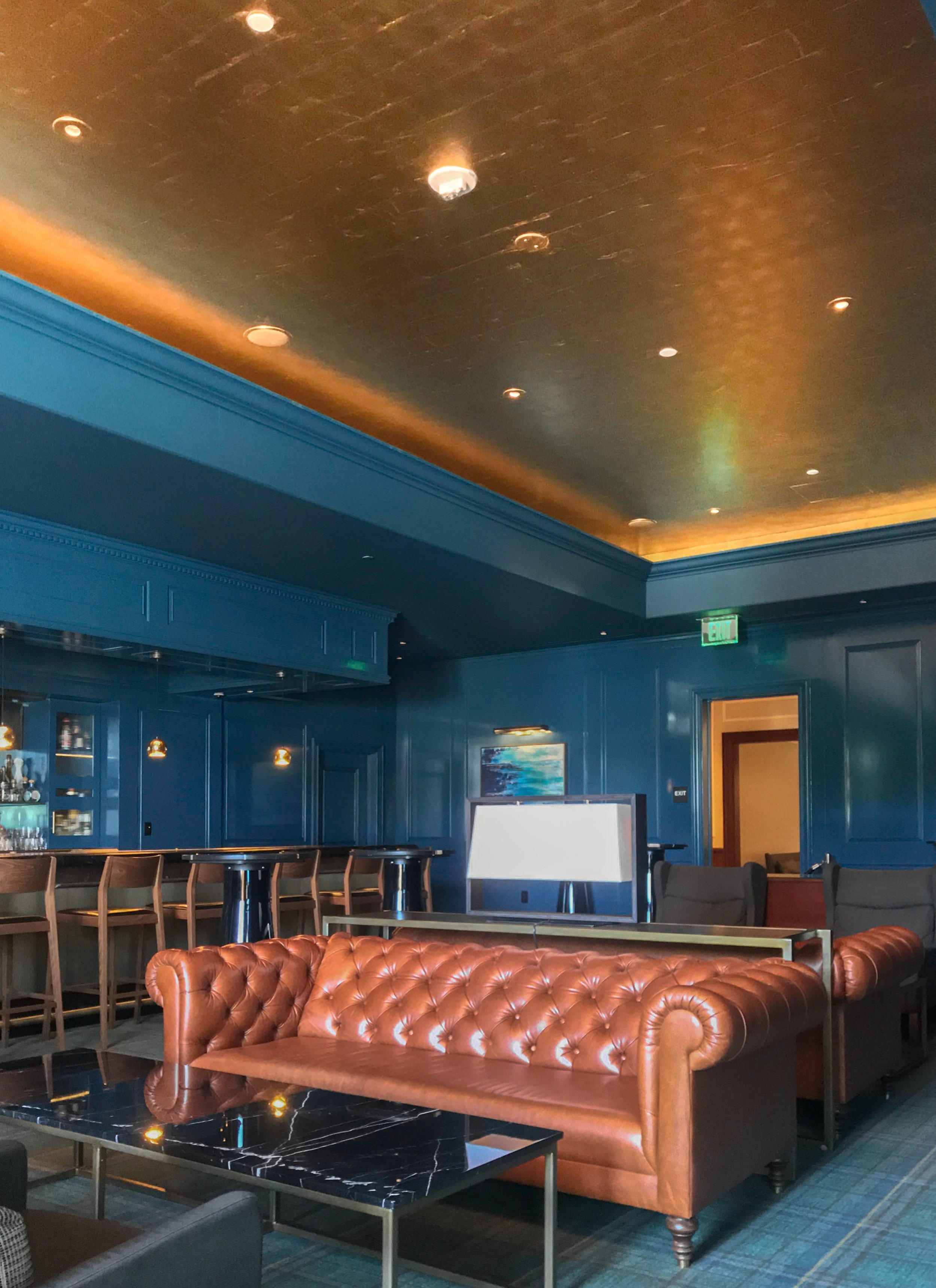 Gilded Ceiling in Gold Leaf | Four Season Prosperous Penny Bar | Westlake Village
