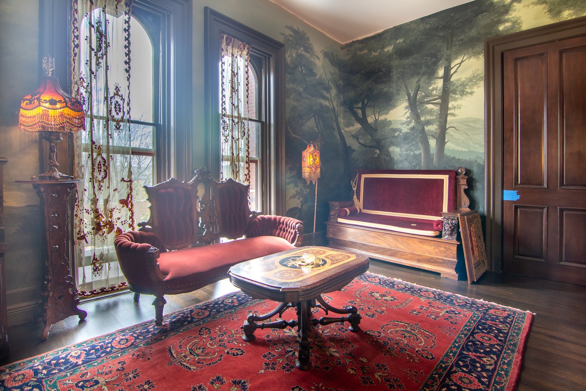 Victorian Gothic Sitting Room with Landscape Murals