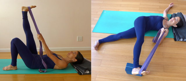 1. TWO-PART HAND TO BIG TOE POSE WITH A STRAP