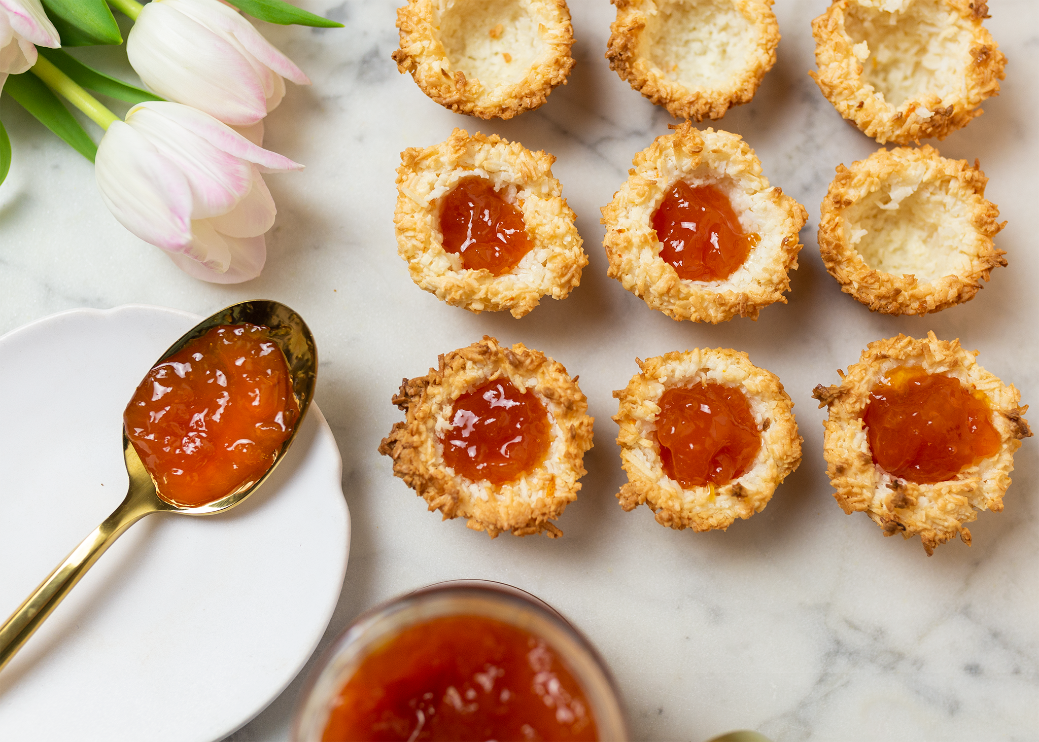 Sunshine Peach Coconut Nests for Kitten and the Bear
