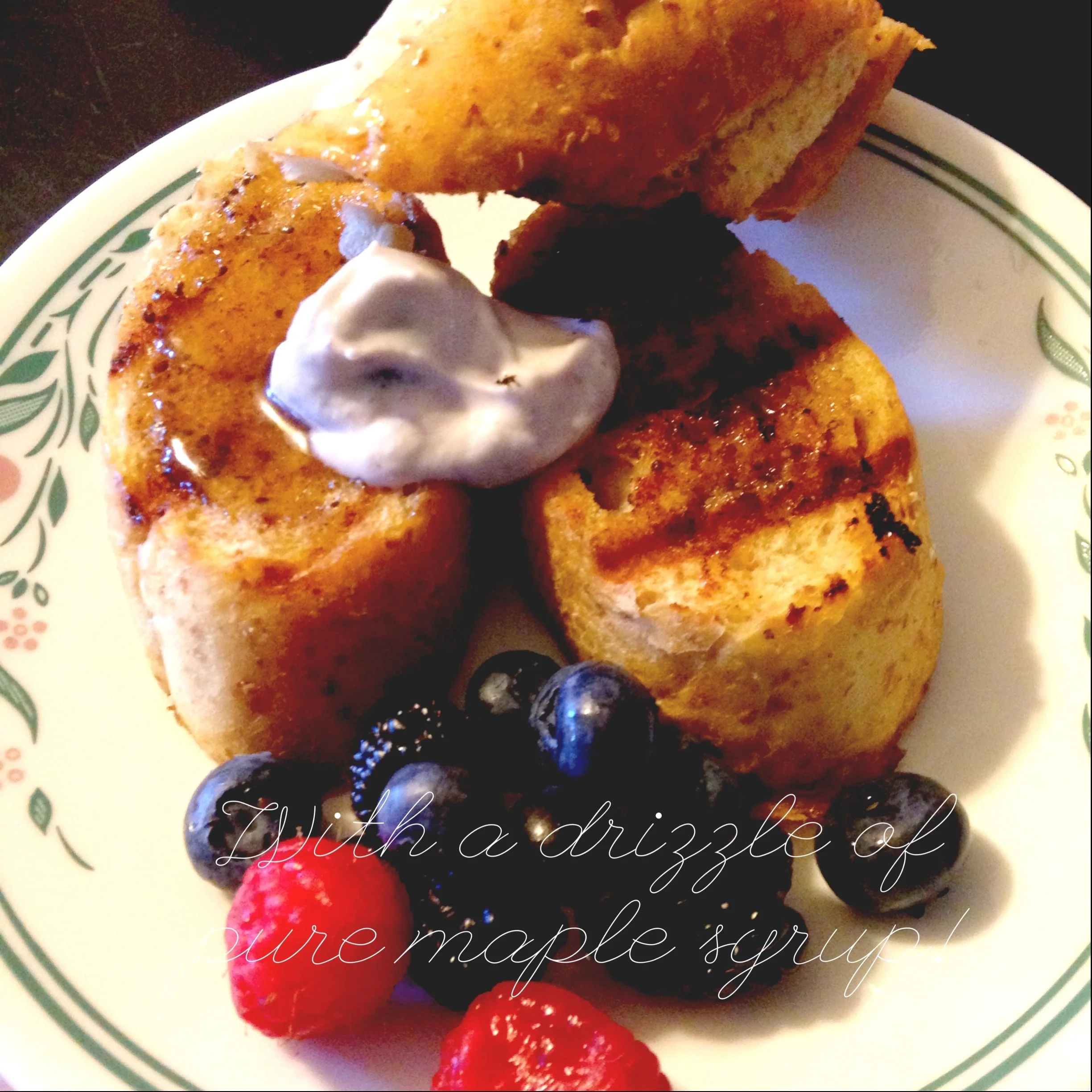 Grilled French Toast with Fresh Blueberry Cream
