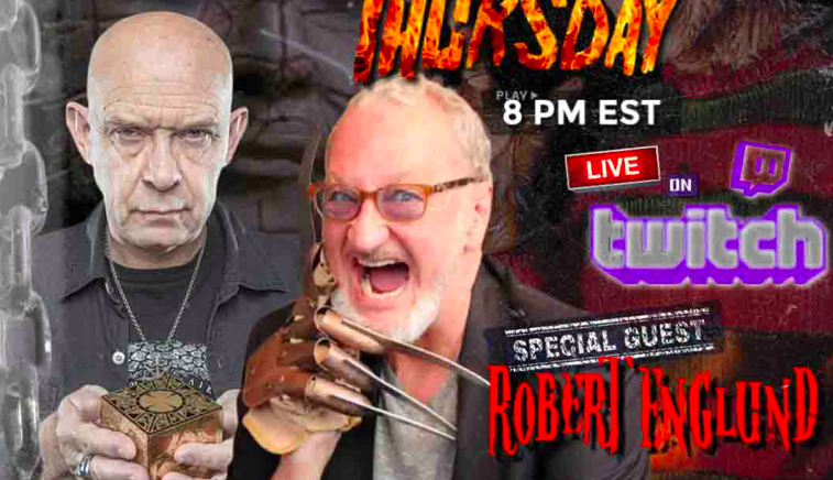 Robert Englund and Doug Bradley (Freddy Krueger and Pinhead) will meet next week on Twitch.