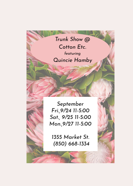 Trunk show at Cotton Etc. 