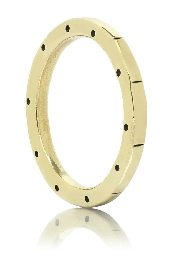 Yellow Gold Stamped Wedding Band - Unisex - Shiny Finish