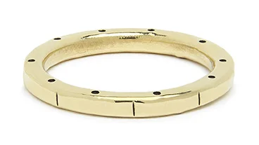 Yellow Gold Stamped Wedding Band - Unisex - Shiny Finish