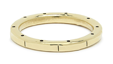 Yellow Gold Stamped Wedding Band - Unisex - Shiny Finish