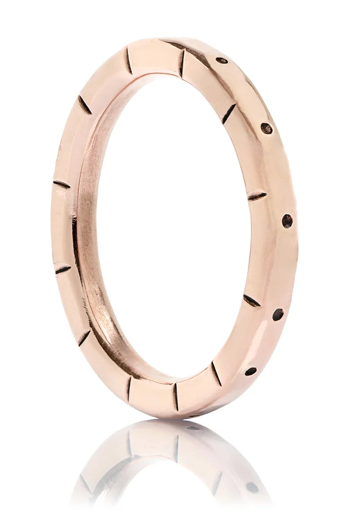 14k Rose Gold Stamped Wedding Band - Unisex - Shiny Finish