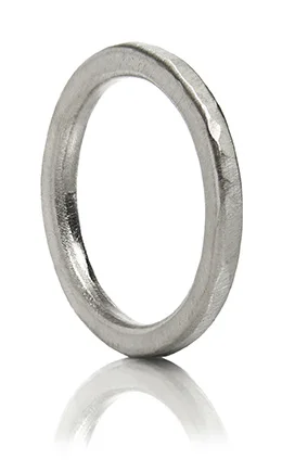 Hammered Wedding Band - Palladium White Gold -Unisex - Matte Finish
