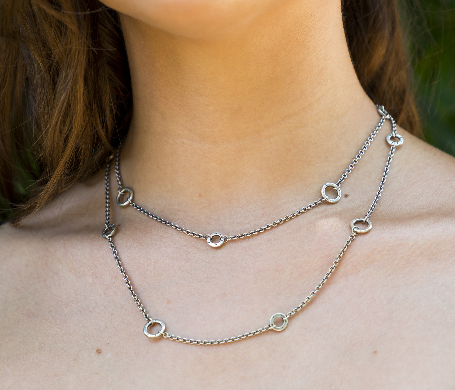 mini wrap necklace on model