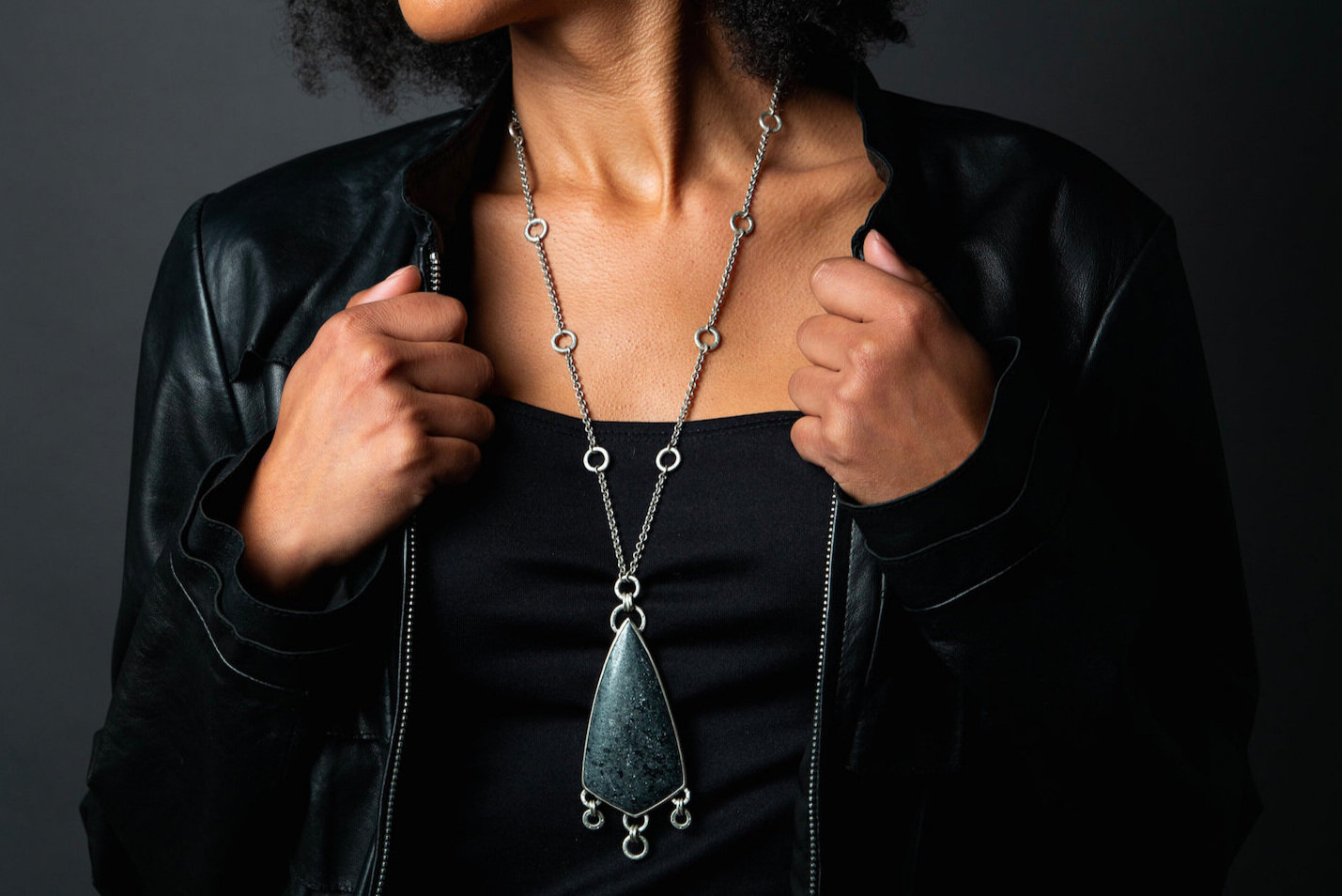 Speculare Hematite Necklace on Model