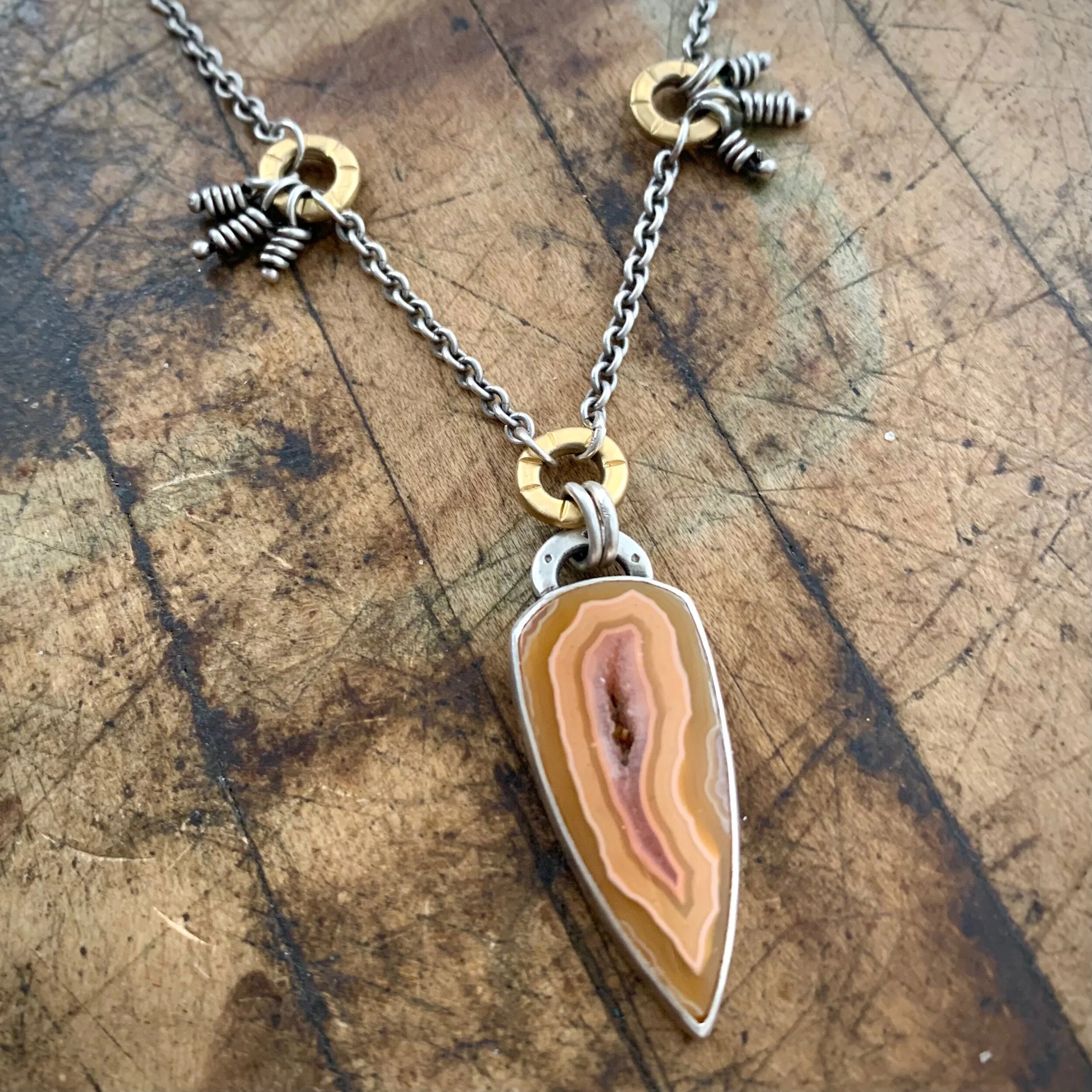 laguna agate silver and gold vermeil necklace