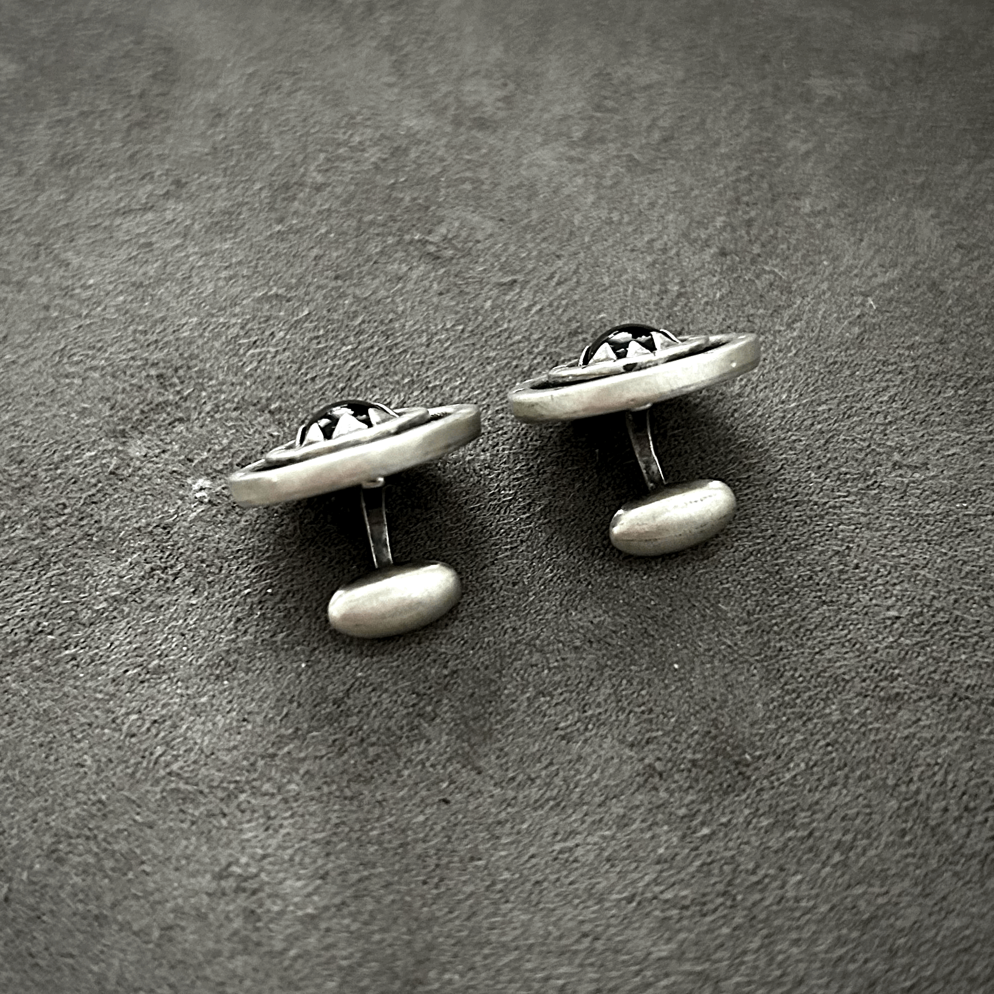 silver and onyx cufflink backs