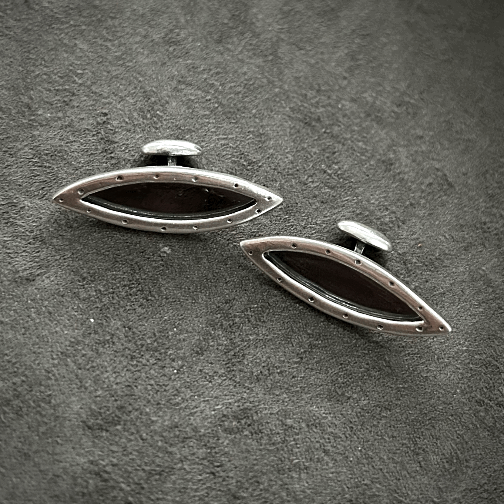 mens silver leaf cufflinks