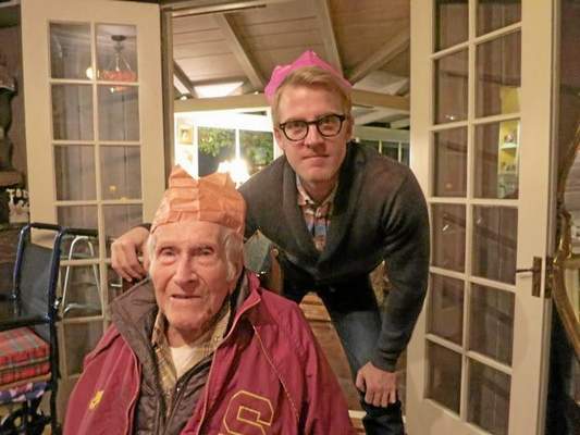 Louis Zamperini and grandson, Clay Zamperini, 2013.