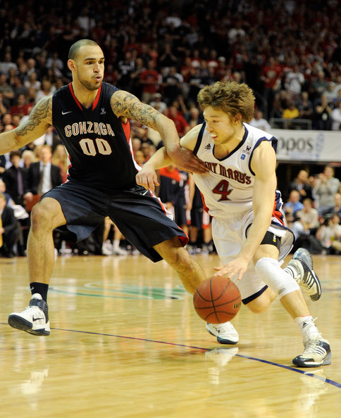 Driving on Robert Sacre in the WCC title tilt in Vegas (photo: Ethan Miller/Getty Images)