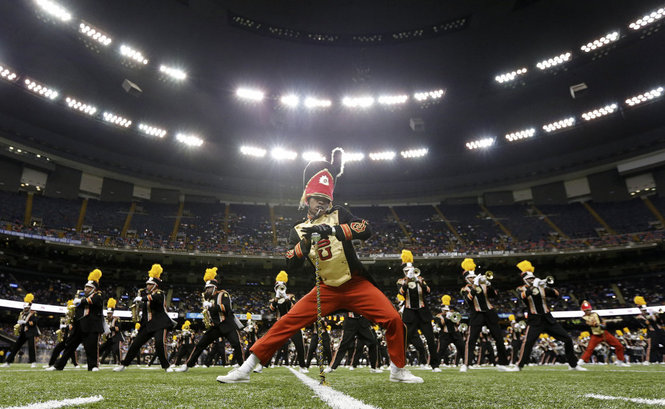 The world famous Grambling State University Marching Band performs at the Bayou Classic. Grambling will visit Berkeley this weekend. (photo by Chris Granger)