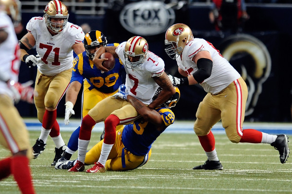 Once a symbol of San Francisco's bright future, Colin Kaepernick has now been benched in favor of Blaine Gabbert. (Photo by Michael B. Thomas)