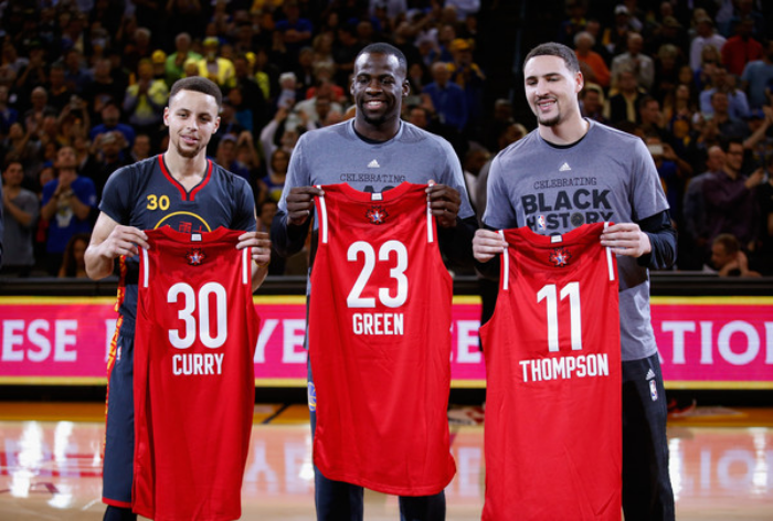 The Warriors Big Three are headed north of the border for All-Star Weekend in Toronto after Wednesday's game. (photo by Ezra Shaw)