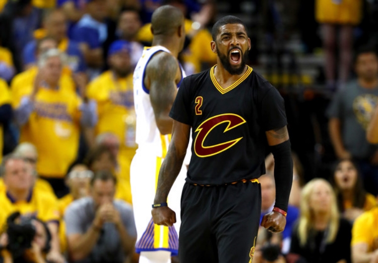 Kyrie Irving erupted for 41 points in Monday's Game 5. Golden State will have two more chances to close out the series, starting on Thursday. (photo by Ezra Shaw)