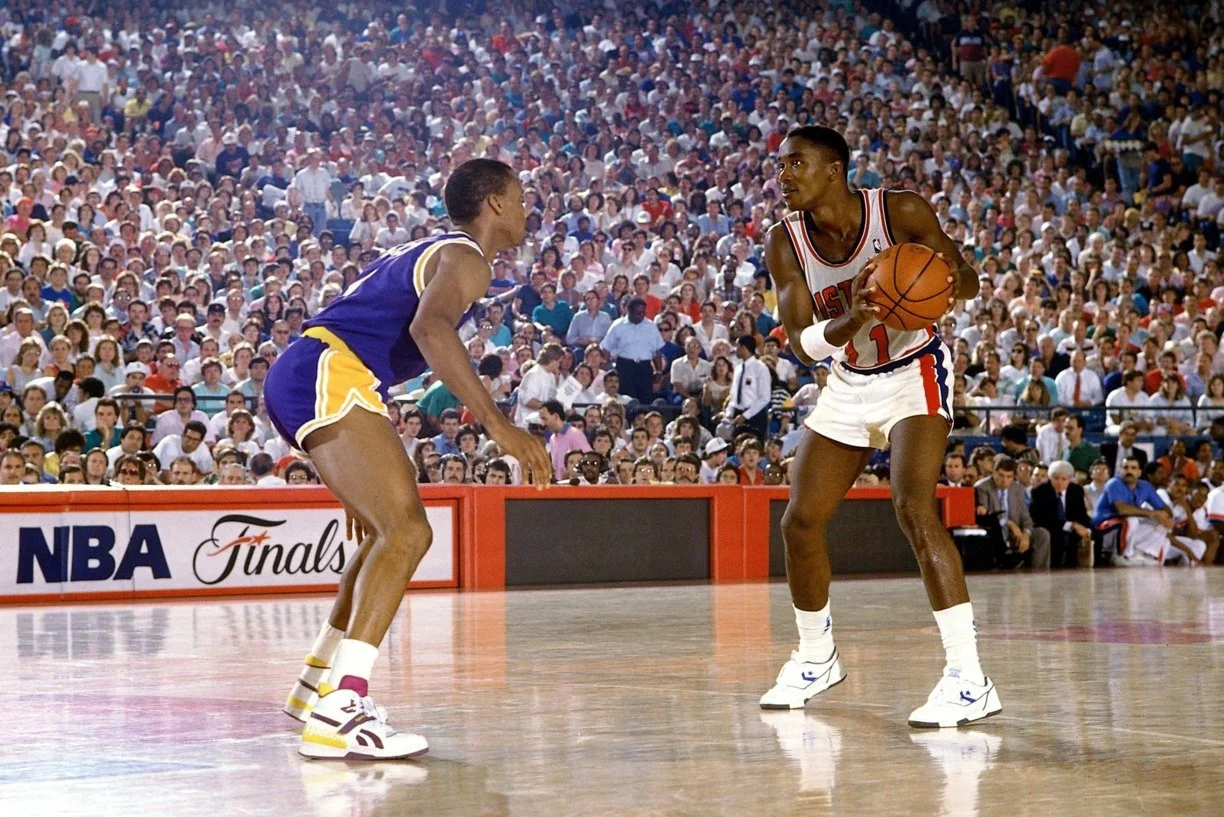 Isiah vs. the Lakers in the 1988 Finals. He would take home the title in ‘89 and ‘90.