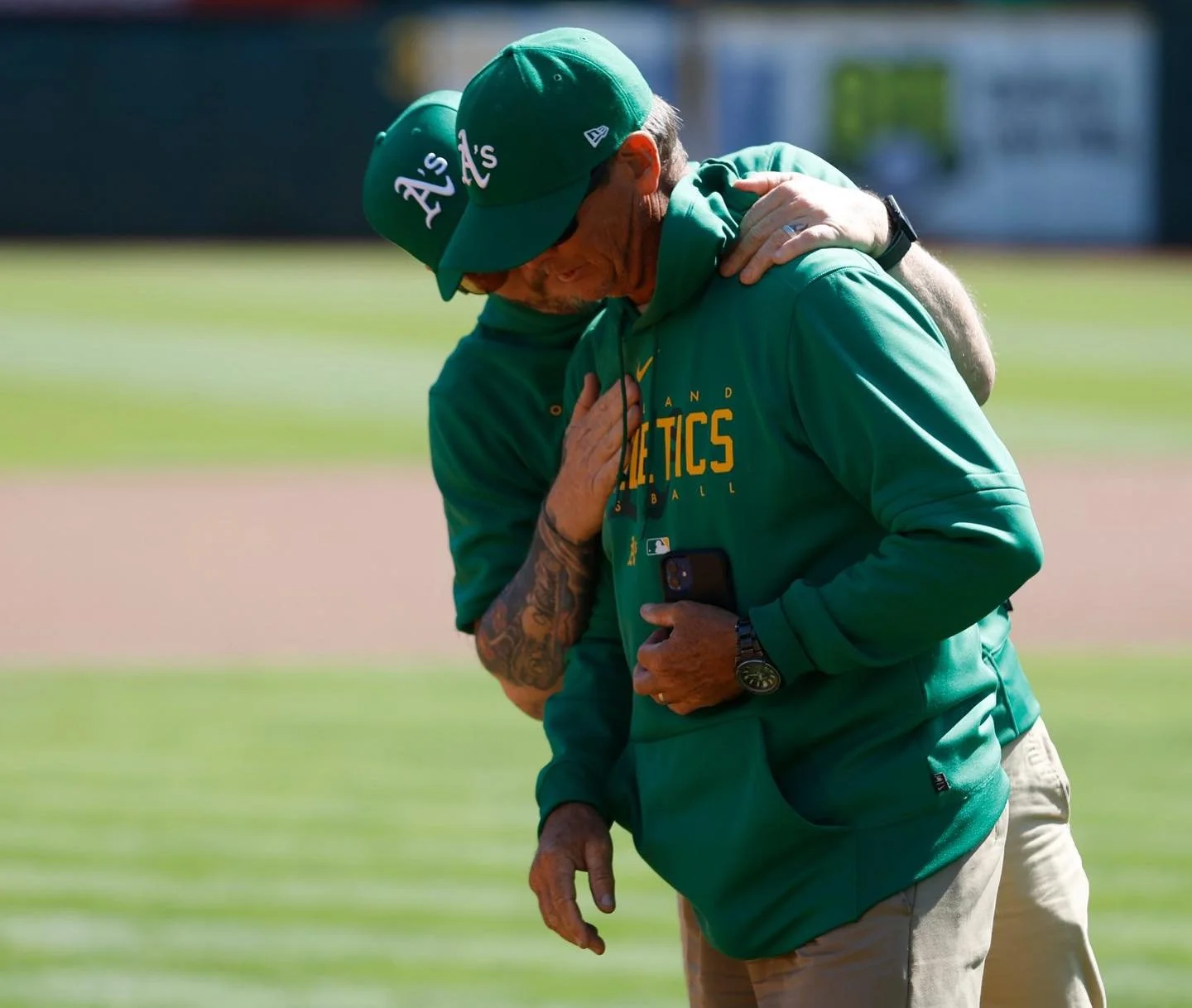 Iconic Coliseum groundskeeper Clay Wood on his last day on the job for the Oakland A&rsquo;s. 📷 @lach.cunningham.photos