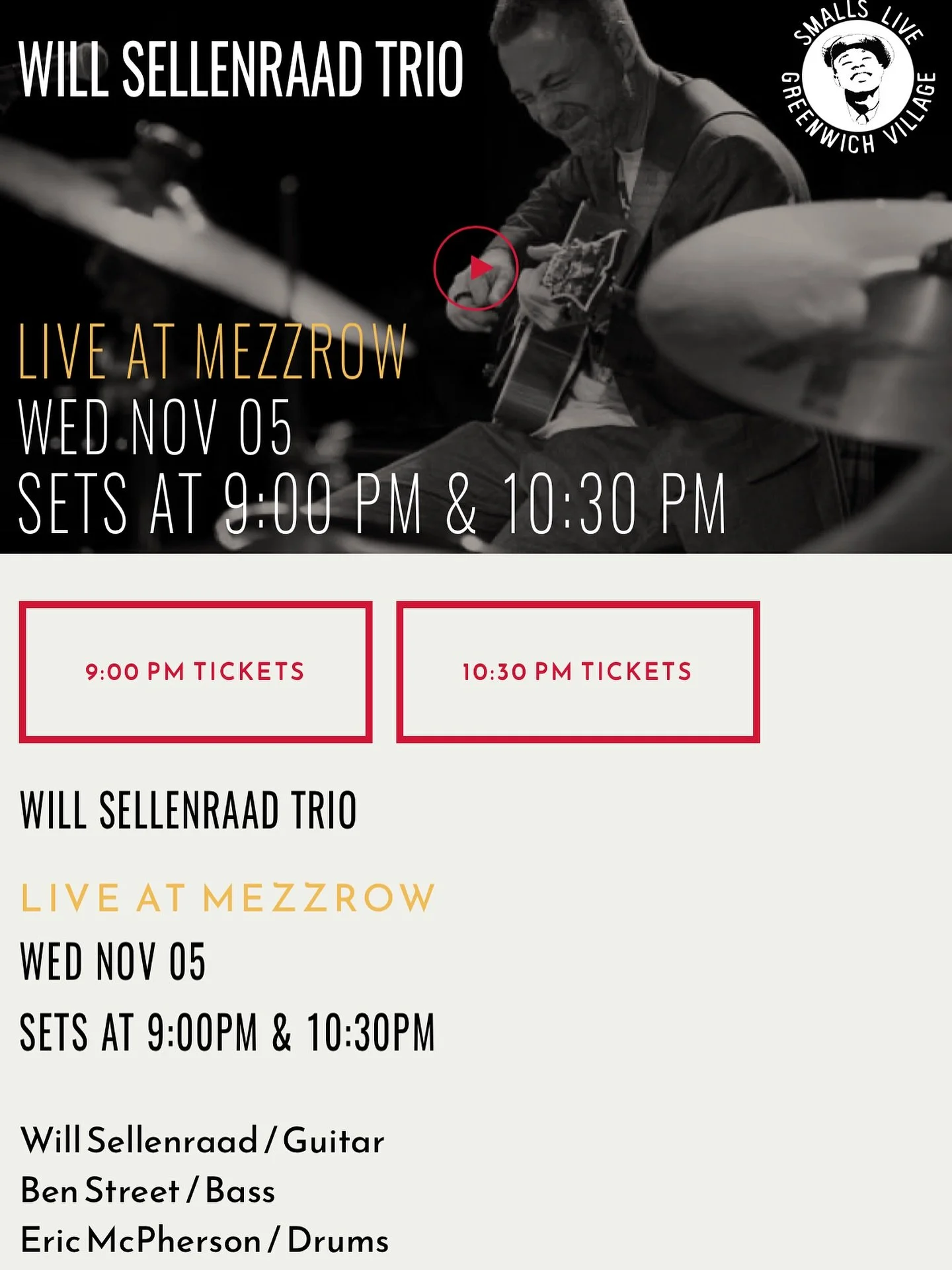 Looking very forward to playing with the stellar @e.mcjamz &amp; @benstreet2 Wednesday 11/5. Come hang with us. Also streaming on the Mezzrow YouTube channel if you are not in NYC. Hope to see you there.  Ticket link in bio&hellip;
.
.
.
.
.
.
#mezzr