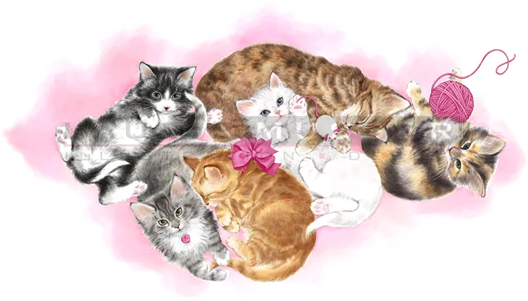 Kitten Tumble Pink 012-1206 5" x 9" 300ppi Repeatable Unit