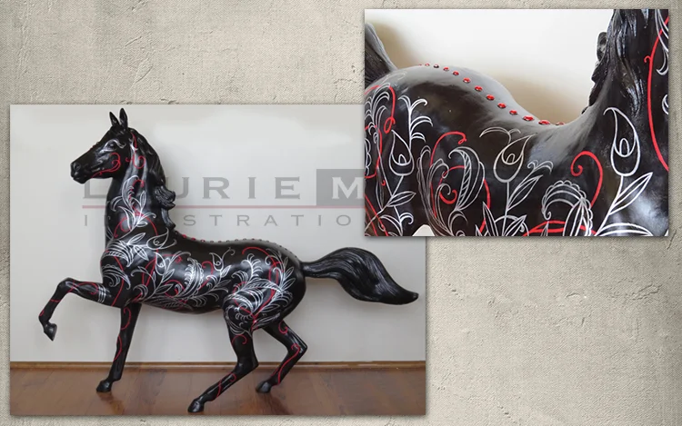 Simply Sublime Year of the Horse-2014 St.Clair Superior Development project. 25 Cleveland artists were selected to design and paint 30 inch fiberglass sculptures. They will be displayed in the Cleveland Asia Town community as well as St. Clair Superior's blossoming arts district and thriving business community. This is my entry. Auction and Gala -Sept, 2014. It sold to the highest bidder to raise money for development programs!
