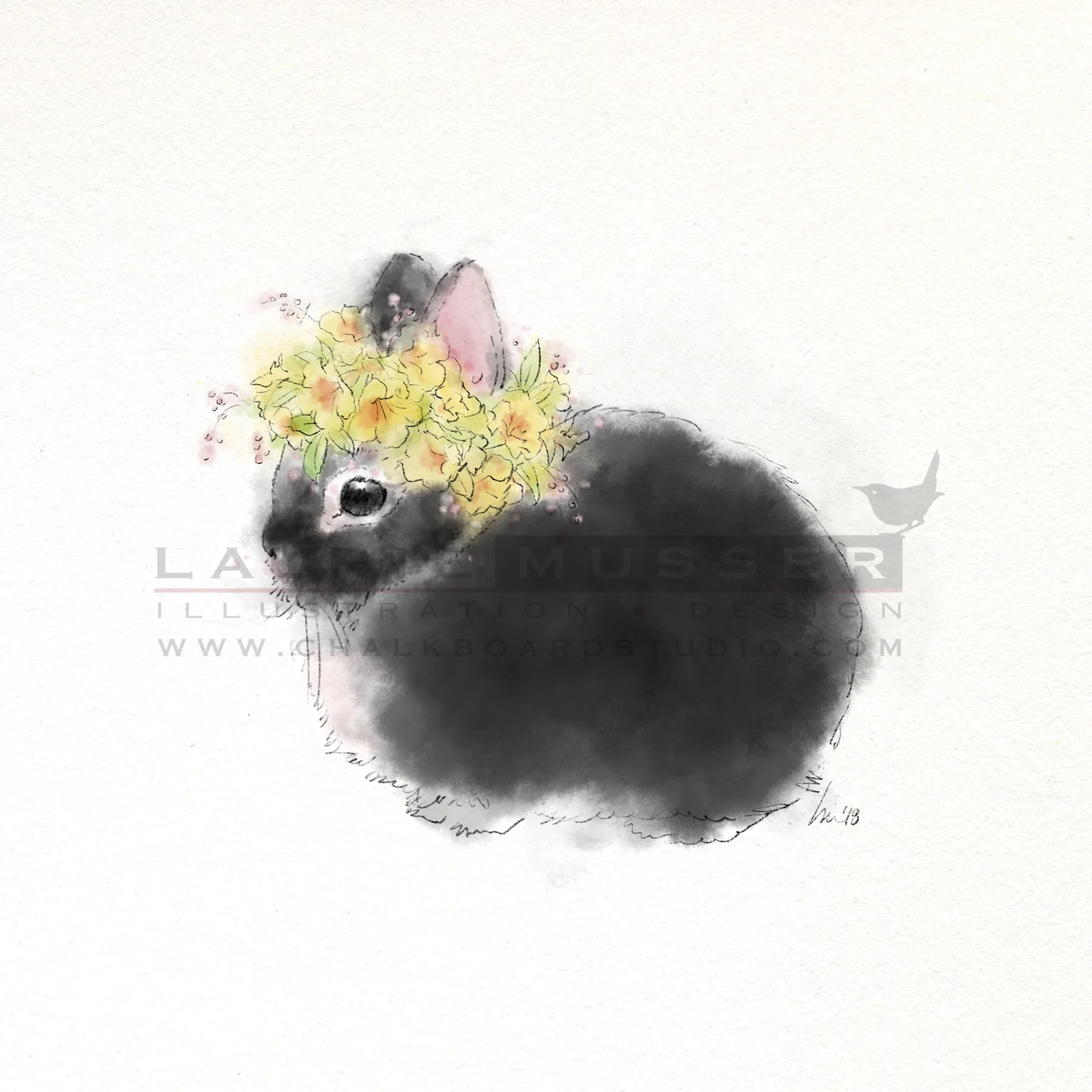 Bunny with Wreath 18-0521 6 x 6”