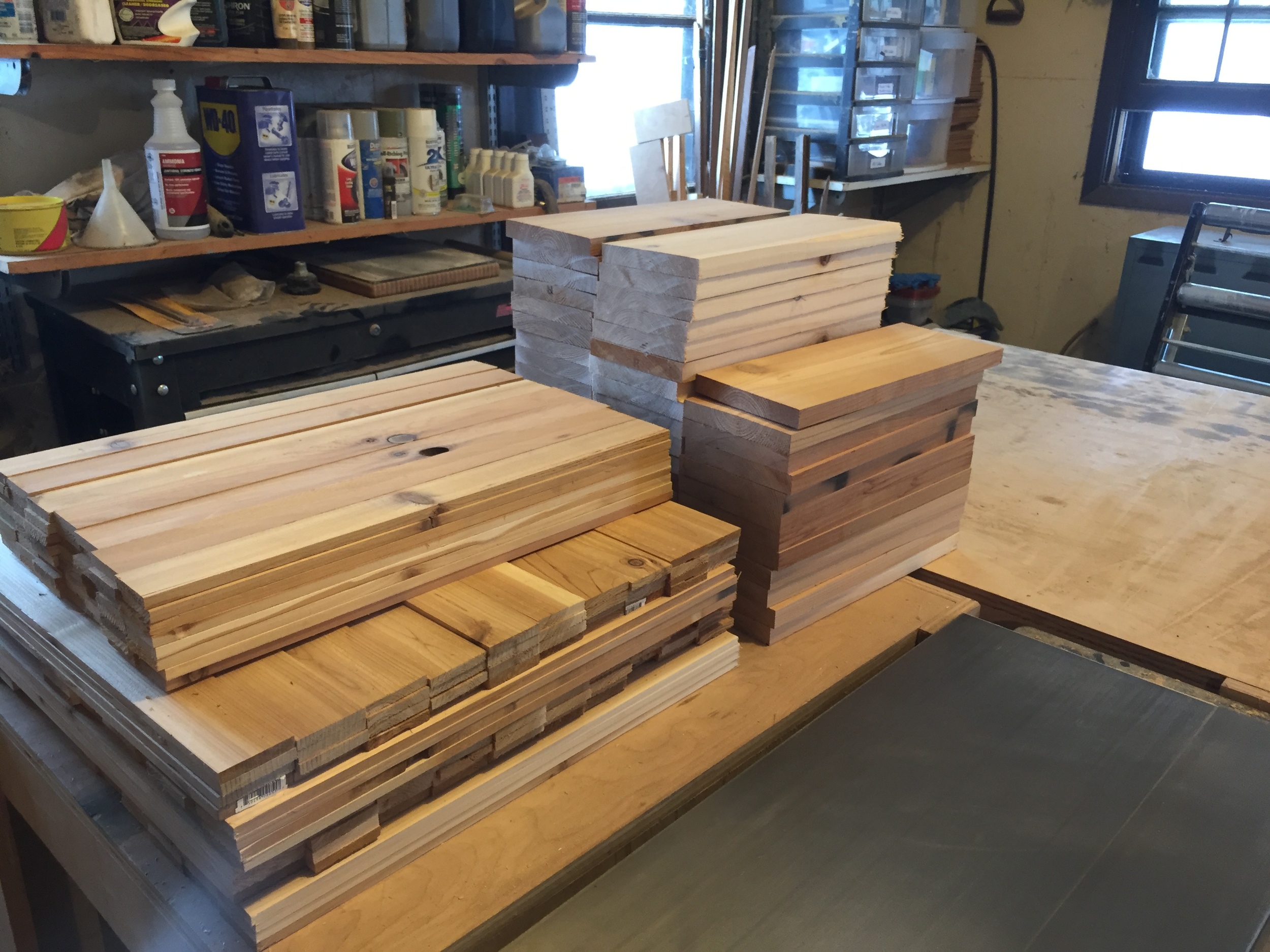  Parts for the construction of additional cedar crates. 