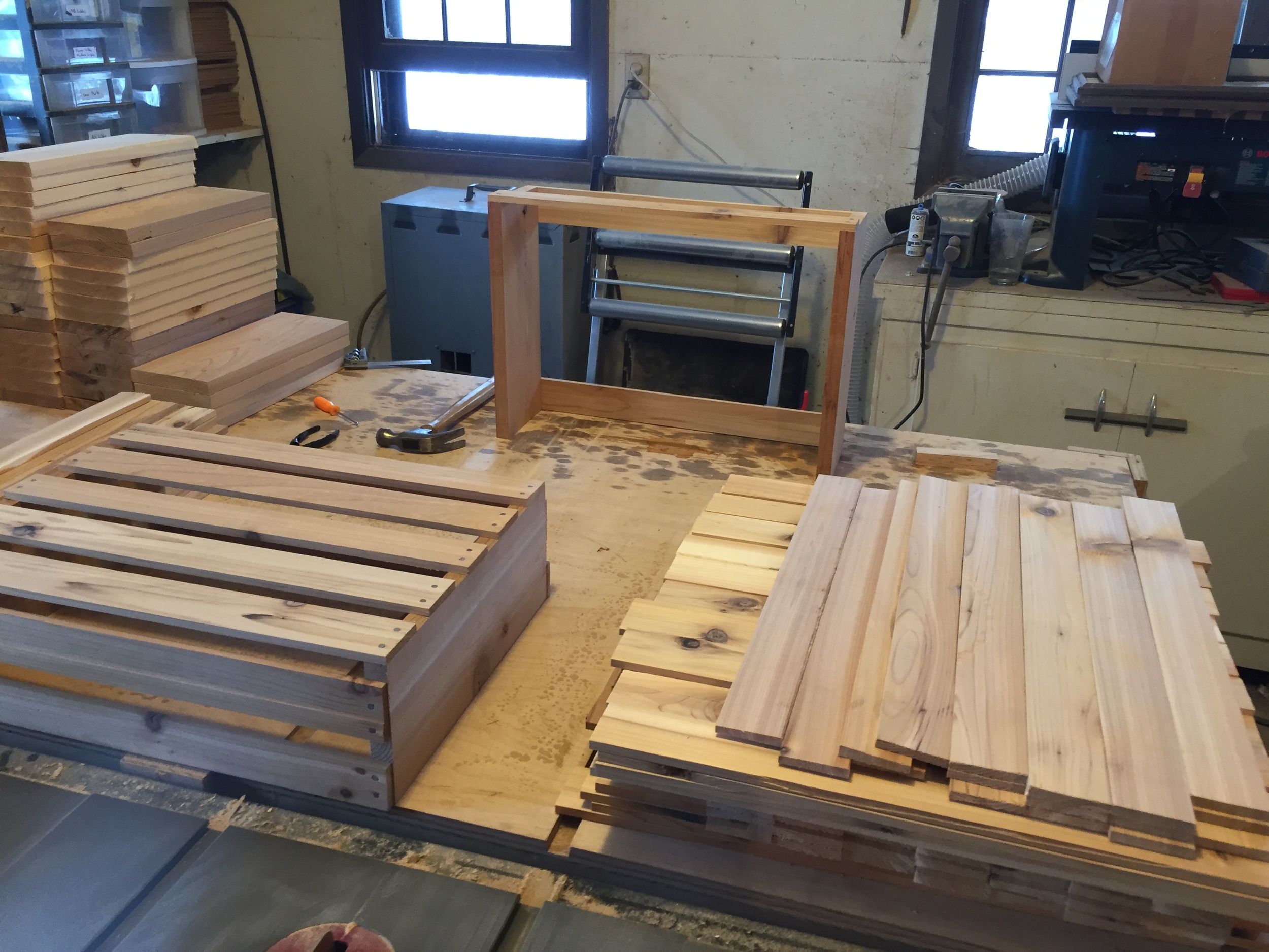  Cedar crate assembly process. 