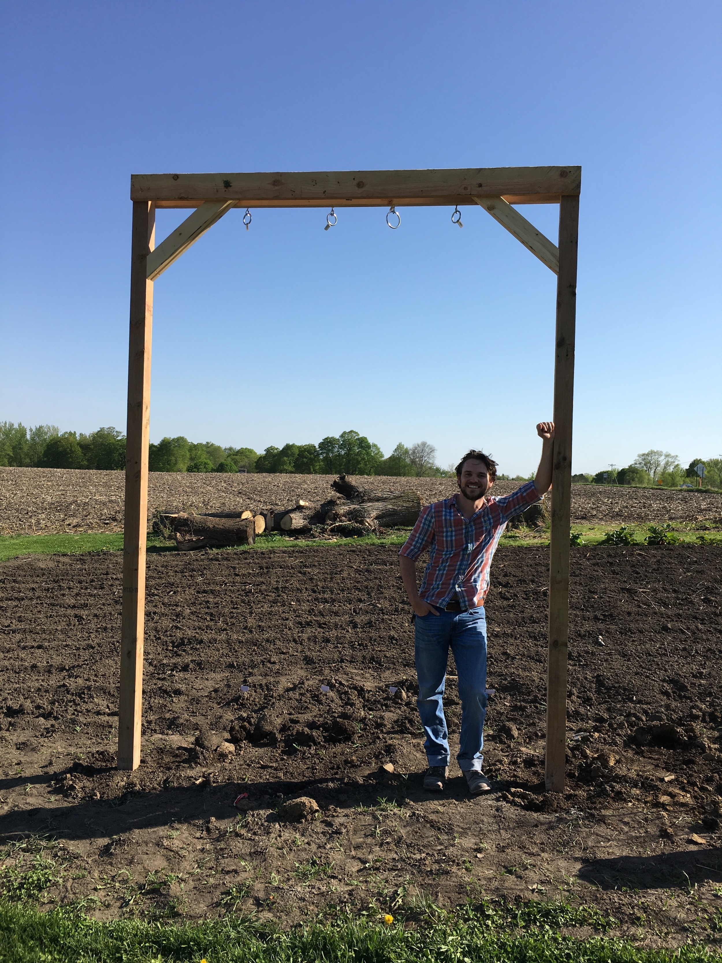  Thanks to the help of some very good friends, I was able to complete my hops trellis install. Anyone know a good home brewer that wants free hops?! 