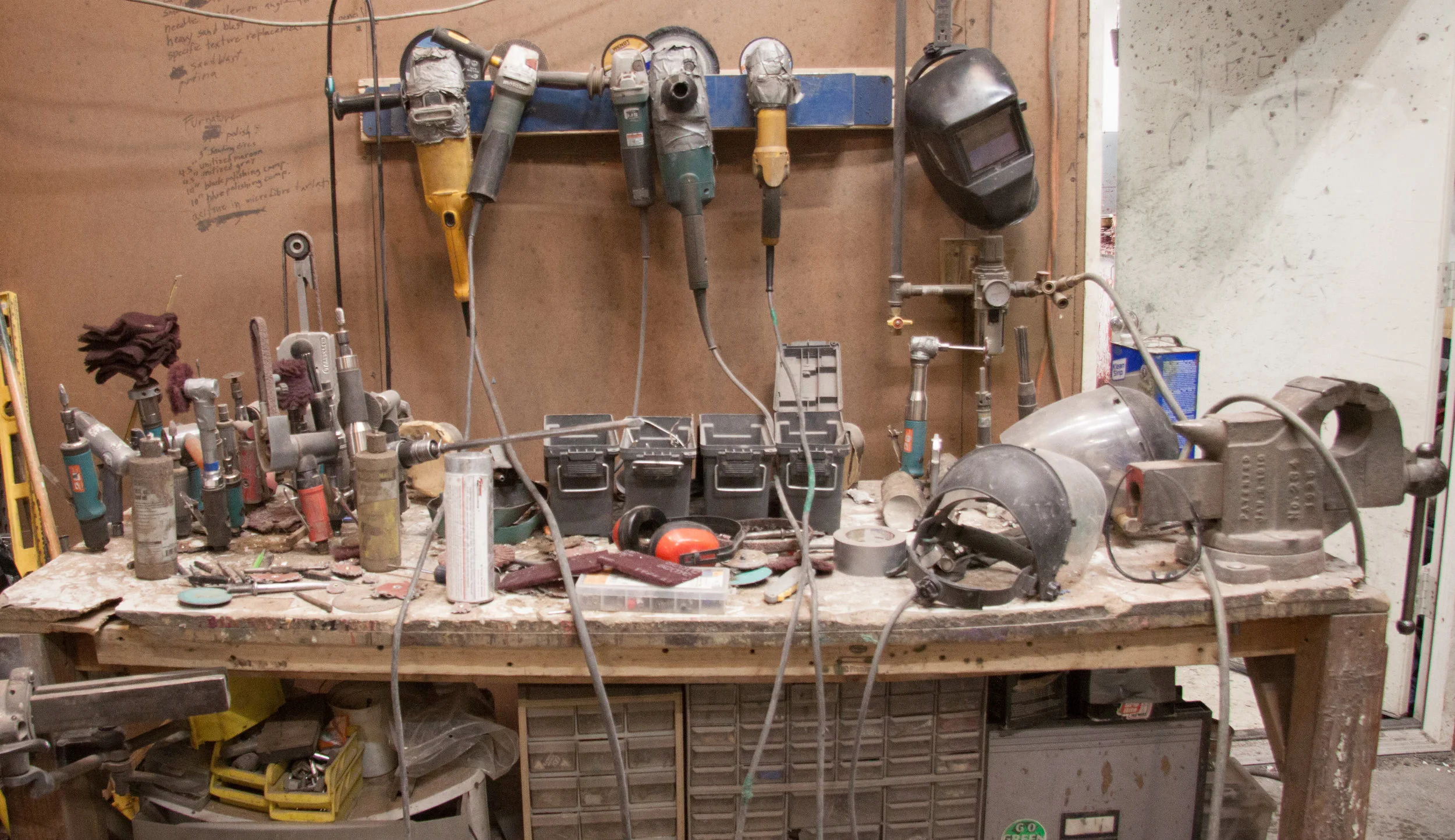 The metal working bench at Mission Foundry.
