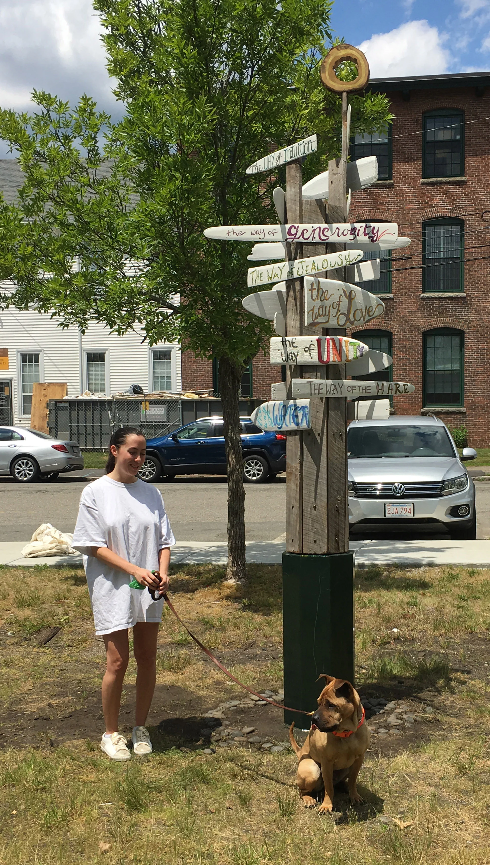 Hannah and her dog, George, were so excited to see the sculpture being installed they asked me to take a photo and send it to them.